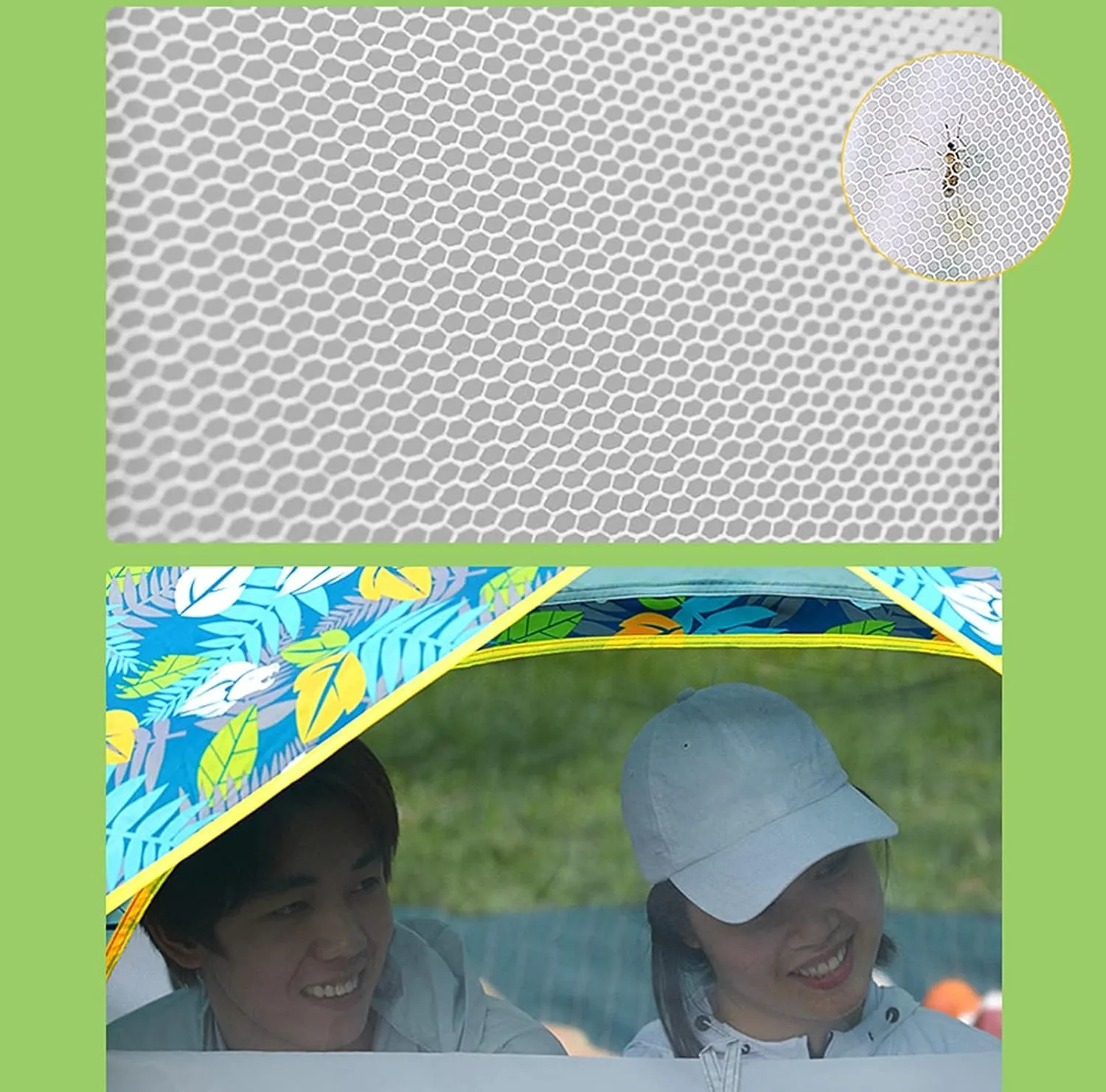 Tent Outdoor Camping Outing 3 in 1 Pop Up Camping Tents, Bohemian Style Large 3-4 People Outdoor Tent Portable Automatic Double Layer Dome Tent Automatic Camping Tent