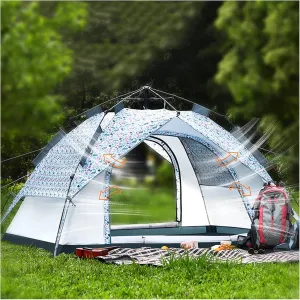 Tent Outdoor Camping Outing 3 in 1 Pop Up Camping Tents, Bohemian Style Large 3-4 People Outdoor Tent Portable Automatic Double Layer Dome Tent Automatic Camping Tent