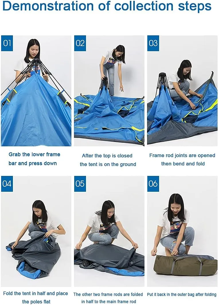 Tent Outdoor Camping Outing 3 in 1 Pop Up Camping Tents, Bohemian Style Large 3-4 People Outdoor Tent Portable Automatic Double Layer Dome Tent Automatic Camping Tent