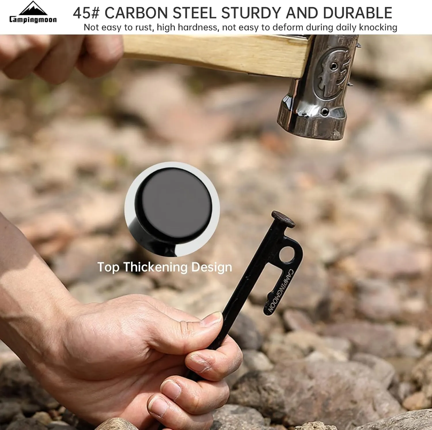 Tent Pegs,Hard Ground Camping Pegs for Tent,Camping 4pcs Carbon Steel Tent Pegs Heavy Duty Black Coating Camping Tent Stakes for Hard Ground