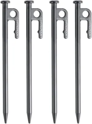 Tent Pegs,Hard Ground Camping Pegs for Tent,Camping 4pcs Carbon Steel Tent Pegs Heavy Duty Black Coating Camping Tent Stakes for Hard Ground