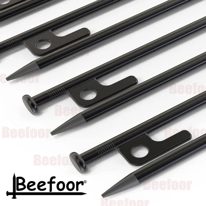 Tent Stakes 12 inch Heavy Duty Tent Pegs Tarp Pegs Camping Stakes for Outdoor Camping Canopy and tarp Suitable for High Winds and All Kinds of Ground 8pc Outdoor Metal Stakes with Storage Bag