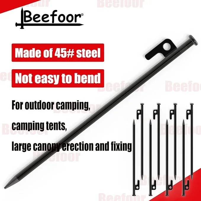 Tent Stakes 12 inch Heavy Duty Tent Pegs Tarp Pegs Camping Stakes for Outdoor Camping Canopy and tarp Suitable for High Winds and All Kinds of Ground 8pc Outdoor Metal Stakes with Storage Bag
