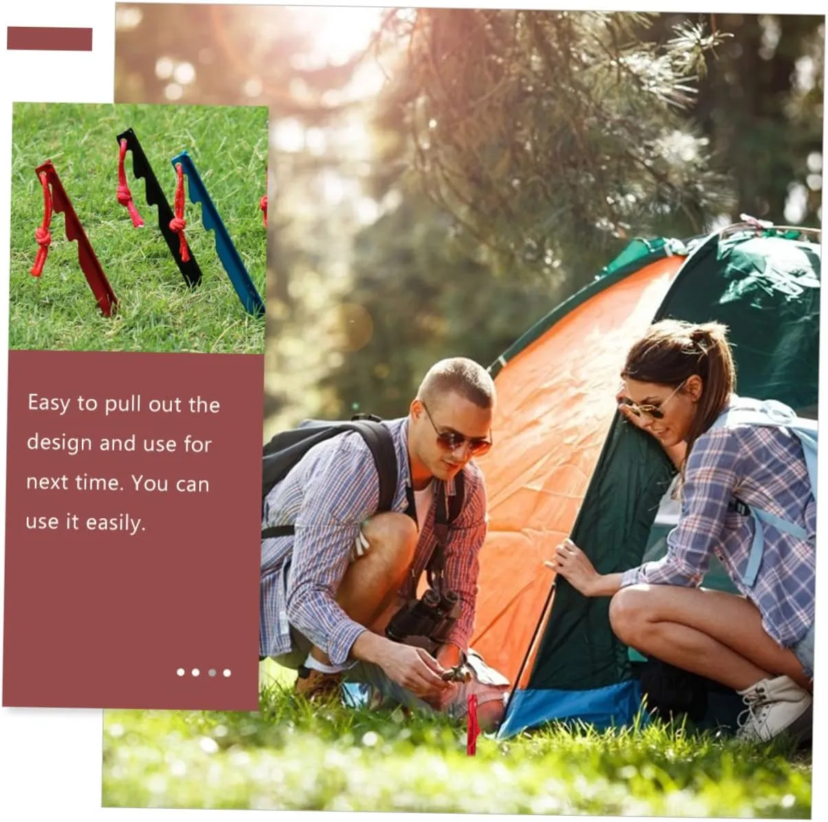 Tent Stakes 5pcs Tent Pegs Aluminum Alloy Y- Beam Protruding Serration Camping Gear Camping Accessories Nails Stake Tent Stakes Heavy Duty Tent Ground Pegs Travel Red Wind Rope Adjustable(Red)