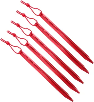 Tent Stakes 5pcs Tent Pegs Aluminum Alloy Y- Beam Protruding Serration Camping Gear Camping Accessories Nails Stake Tent Stakes Heavy Duty Tent Ground Pegs Travel Red Wind Rope Adjustable(Red)