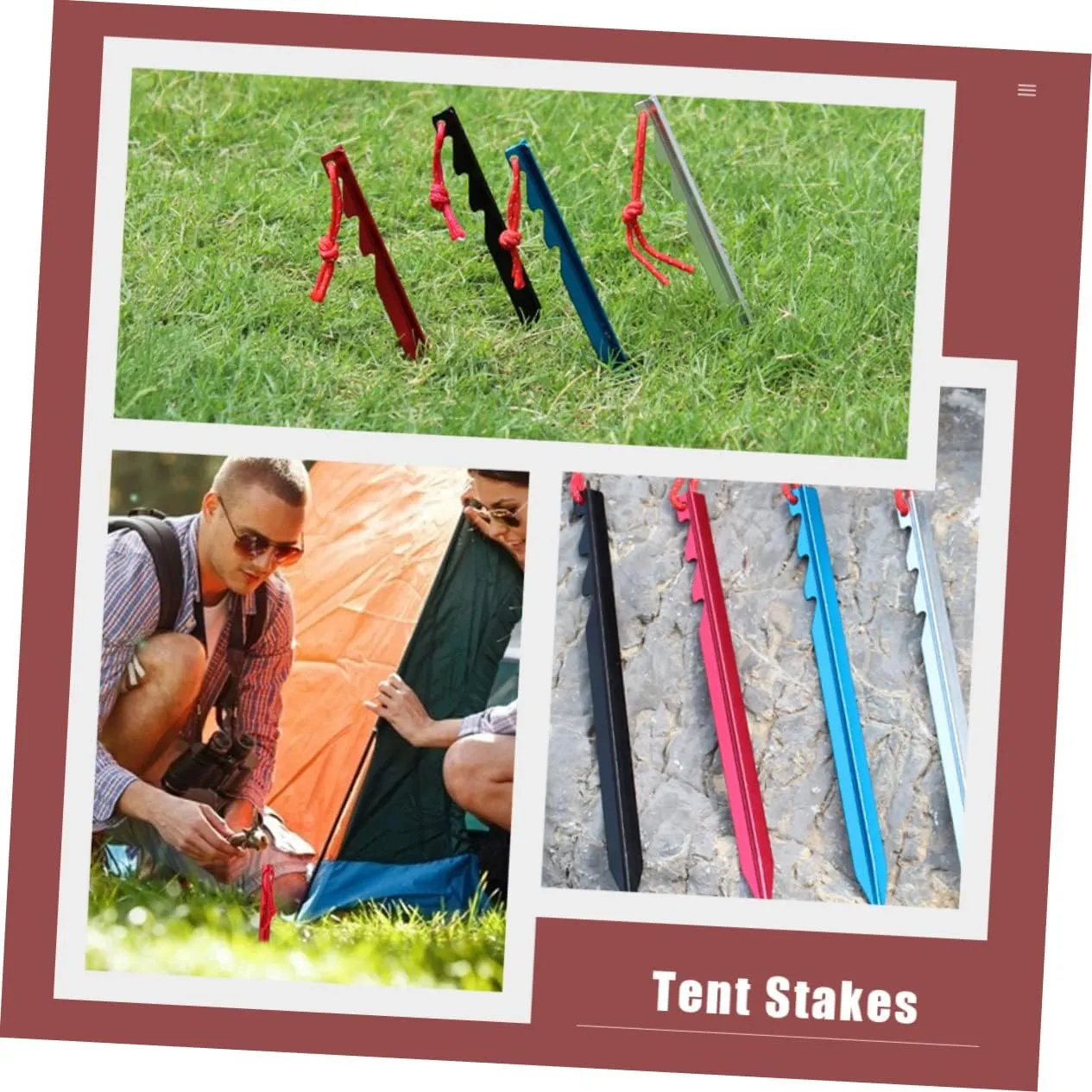 Tent Stakes 5pcs Tent Pegs Aluminum Alloy Y- Beam Protruding Serration Camping Gear Camping Accessories Nails Stake Tent Stakes Heavy Duty Tent Ground Pegs Travel Red Wind Rope Adjustable(Red)