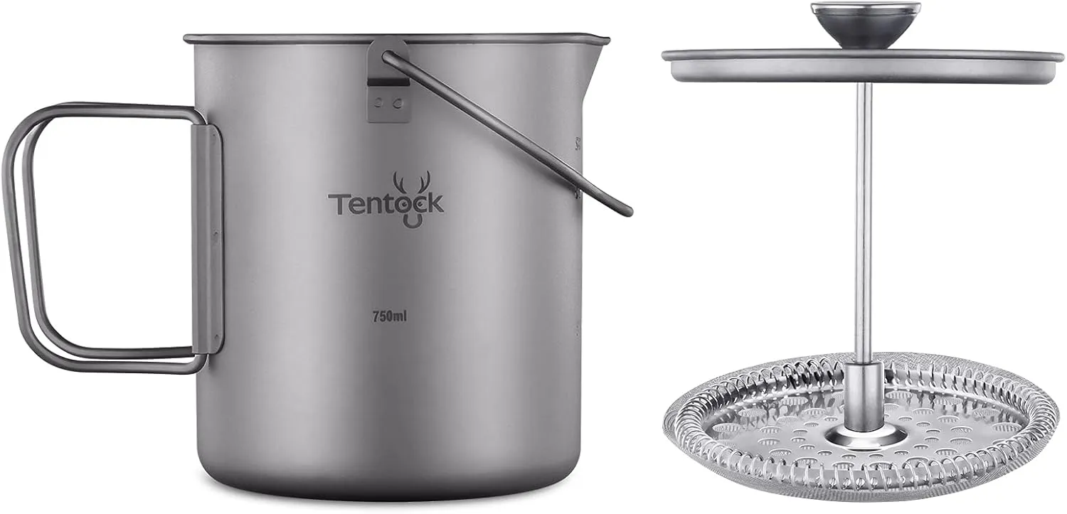Tentock Titanium Cup Backpacking Camping Coffee Mug Hanging Pot Ultralight Portable Multi-Functional Outdoor Cooking Pot Mug