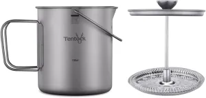 Tentock Titanium Cup Backpacking Camping Coffee Mug Hanging Pot Ultralight Portable Multi-Functional Outdoor Cooking Pot Mug