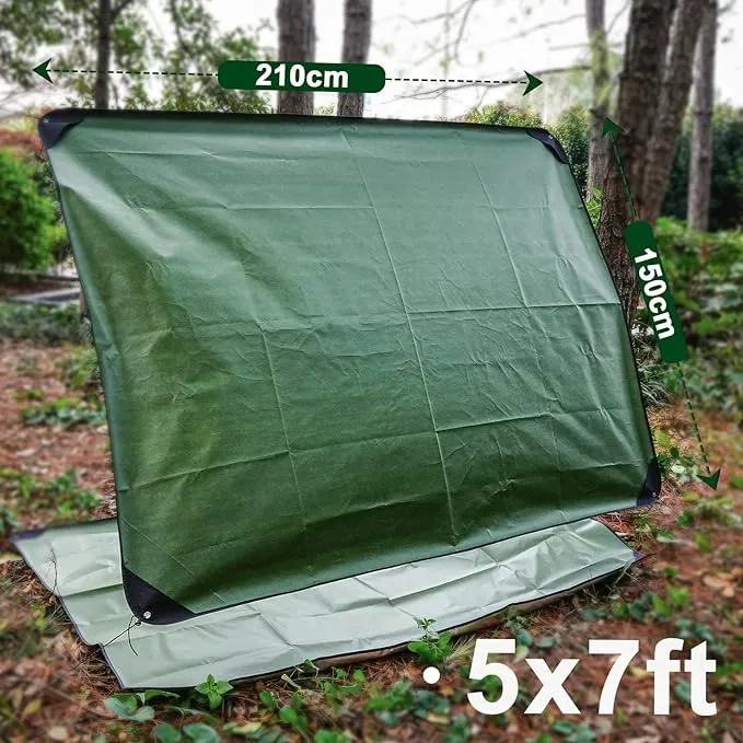 Thermal Tarp Survival Shelter Insulated Blanket Reflective 4×7 Ft, All-Weather Space Blankets Emergency Foil Mylar Thermal Blanket for Outdoor Car, Camping, Hiking and Shelter - Green
