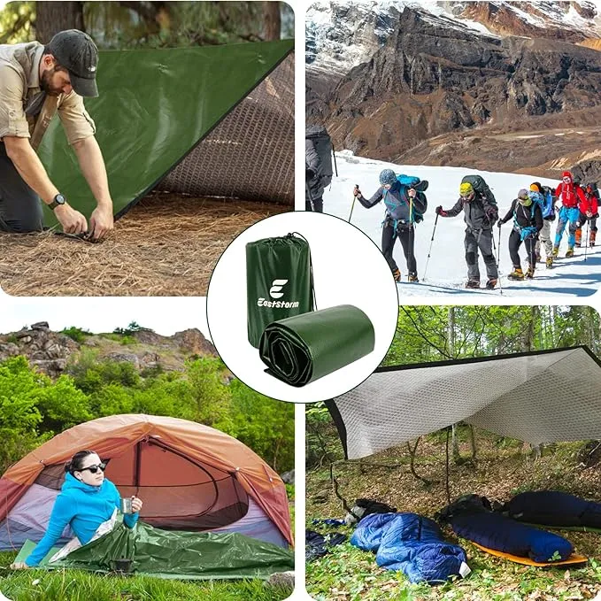 Thermal Tarp Survival Shelter Insulated Blanket Reflective 4×7 Ft, All-Weather Space Blankets Emergency Foil Mylar Thermal Blanket for Outdoor Car, Camping, Hiking and Shelter - Green