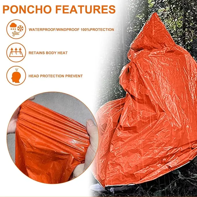 Thermal Tarp Survival Shelter Insulated Blanket Reflective 4×7 Ft, All-Weather Space Blankets Emergency Foil Mylar Thermal Blanket for Outdoor Car, Camping, Hiking and Shelter - Orange
