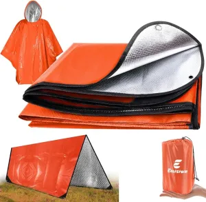 Thermal Tarp Survival Shelter Insulated Blanket Reflective 4×7 Ft, All-Weather Space Blankets Emergency Foil Mylar Thermal Blanket for Outdoor Car, Camping, Hiking and Shelter - Orange