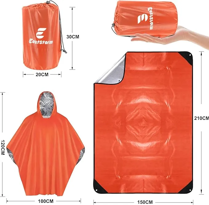 Thermal Tarp Survival Shelter Insulated Blanket Reflective 4×7 Ft, All-Weather Space Blankets Emergency Foil Mylar Thermal Blanket for Outdoor Car, Camping, Hiking and Shelter - Orange
