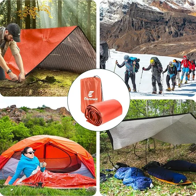 Thermal Tarp Survival Shelter Insulated Blanket Reflective 4×7 Ft, All-Weather Space Blankets Emergency Foil Mylar Thermal Blanket for Outdoor Car, Camping, Hiking and Shelter - Orange