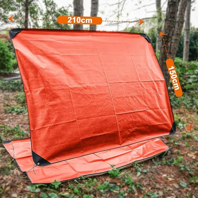 Thermal Tarp Survival Shelter Insulated Blanket Reflective 4×7 Ft, All-Weather Space Blankets Emergency Foil Mylar Thermal Blanket for Outdoor Car, Camping, Hiking and Shelter - Orange