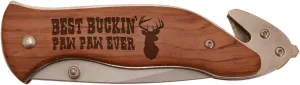 ThisWear Best Buckin' Paw Paw Ever Laser Engraved Stainless Steel Folding Survival Knife