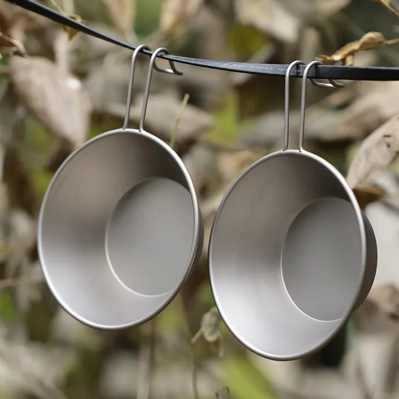 TIARTISAN 260ml Titanium Sierra Bowl with Fixed Handle for Camping