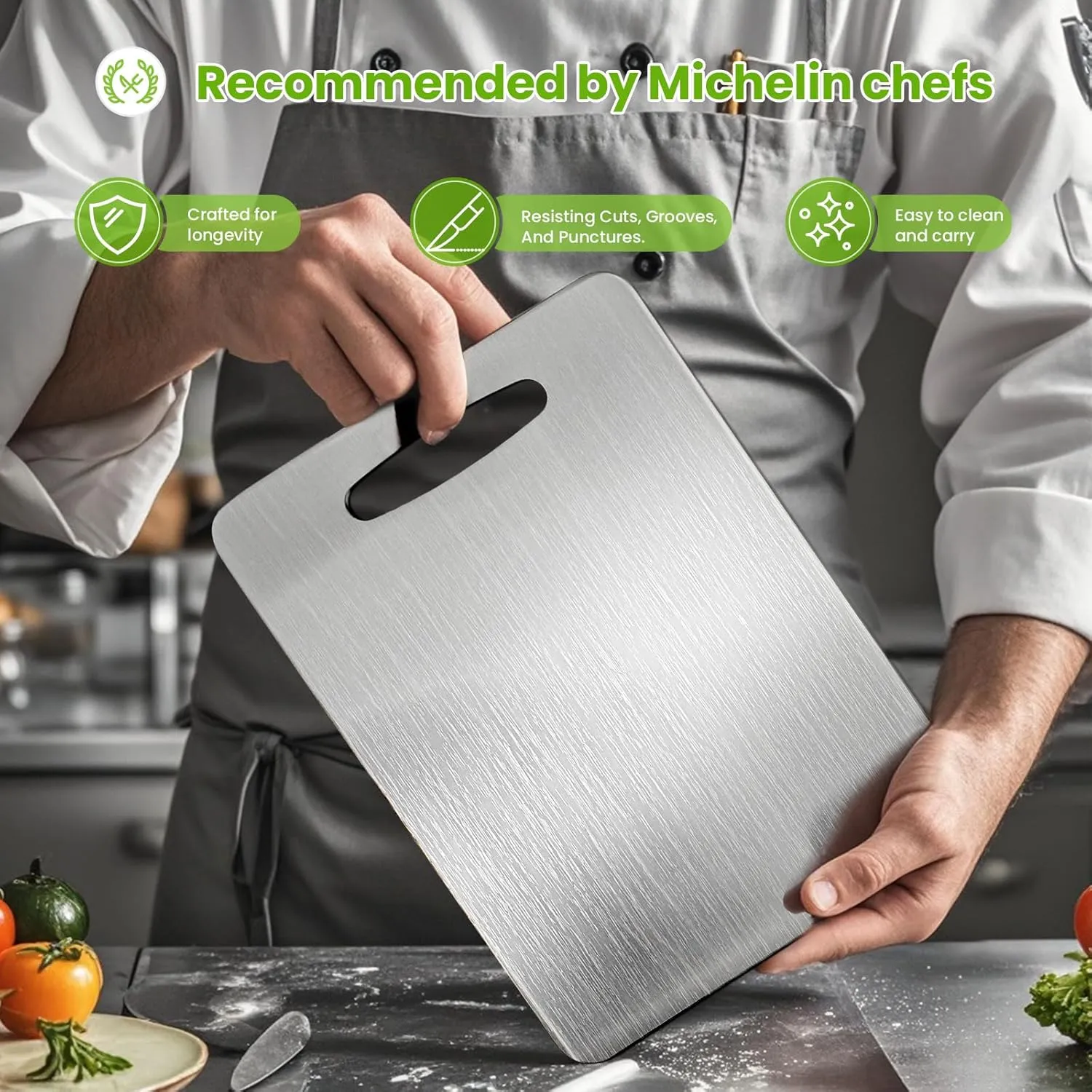 Titanium Cutting Board, 2025 New Upgrade 100% Pure Titanium Cutting Boards for Kitchen, Hygiene & Durability Non Stick Titanium Chopping Board, Double sided Titanium Cutting Mat, Easy to Clean (15*11)