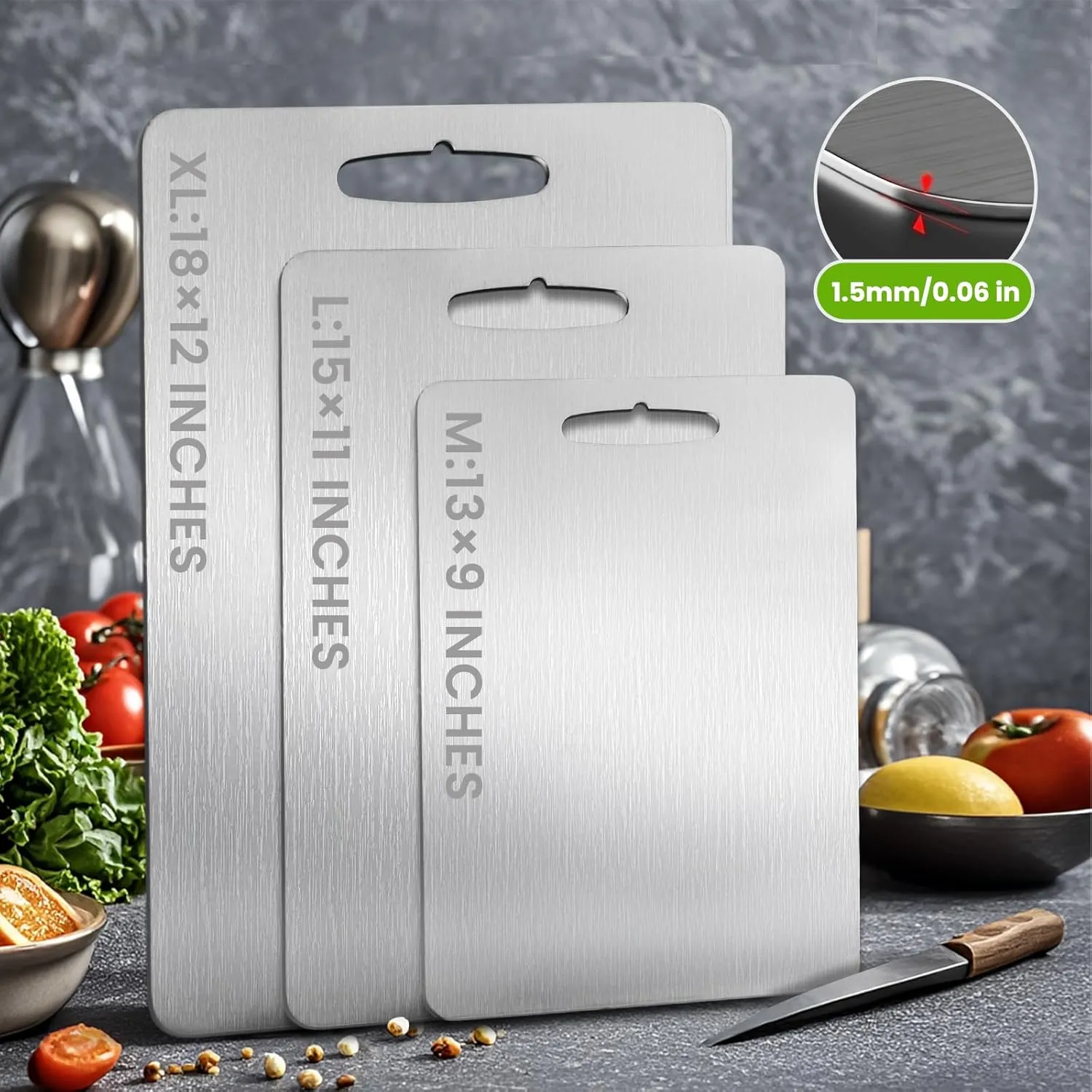 Titanium Cutting Board, 2025 New Upgrade 100% Pure Titanium Cutting Boards for Kitchen, Hygiene & Durability Non Stick Titanium Chopping Board, Double sided Titanium Cutting Mat, Easy to Clean (15*11)