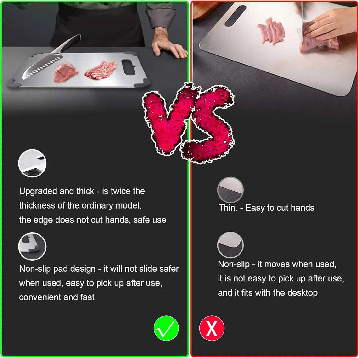 Titanium Cutting Board, 2025 Upgrade 100% Pure Titanium Cutting Boards for Kitchen, Latest Thickened Version Thickness 0.06IN, Double-Sided Available Belt Guard Angle (11.8IN X 7.9IN)