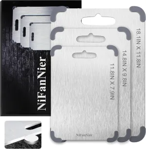 Titanium Cutting Board, 2025 Upgrade 100% Pure Titanium Cutting Boards for Kitchen, Latest Thickened Version Thickness 0.06IN, Double-Sided Available Belt Guard Angle (11.8IN X 7.9IN)
