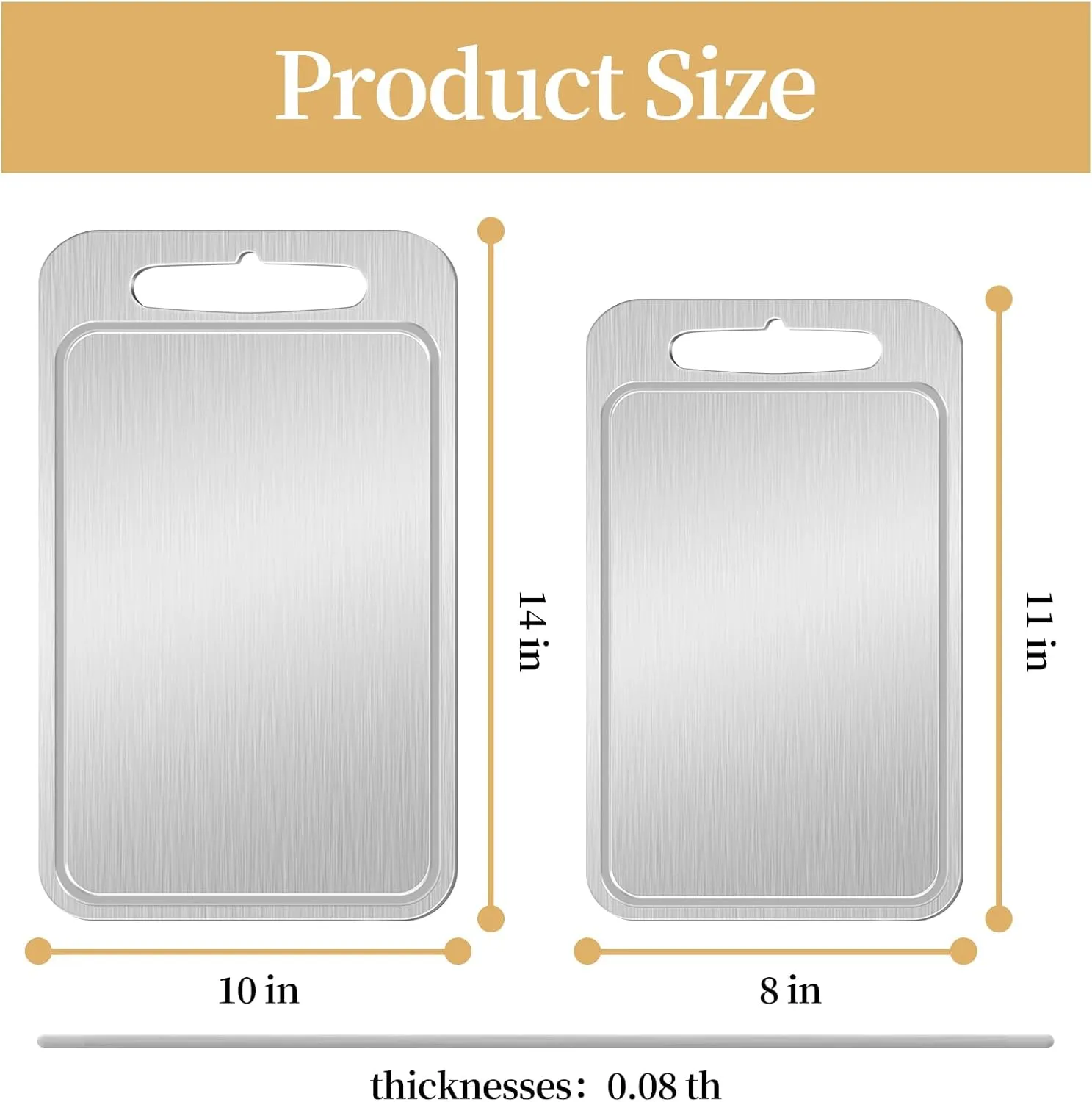 Titanium Cutting Board-Pure Titanium Cutting Boards For Kitchen，Double-Sided Metal Cutting Board with Juice Groove, Separates Meat and Vegetables, Dishwasher Safe (Pure White 14×10 Inch)