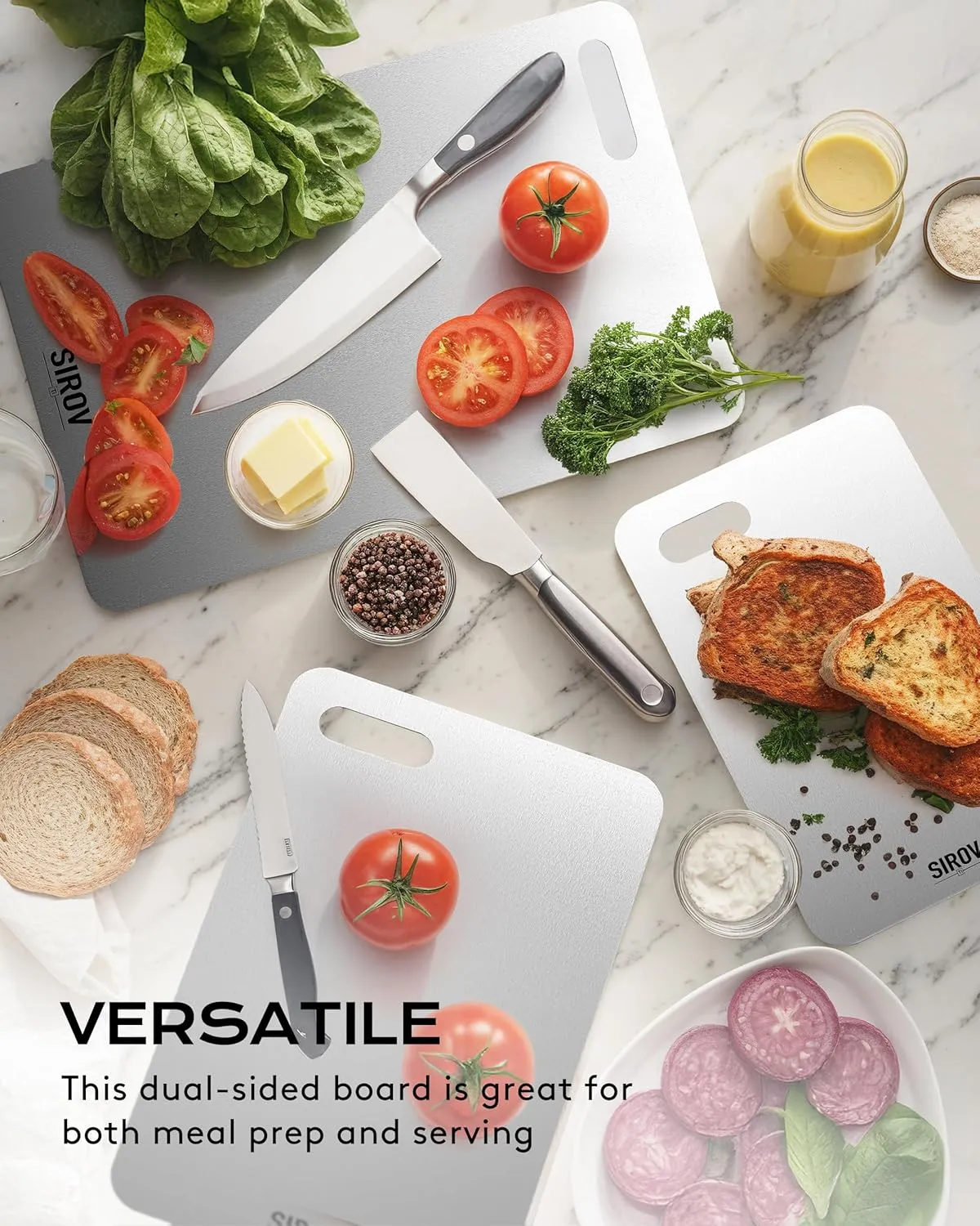 Titanium Cutting Board set of 3, 100% Pure Titanium Cutting Boards For Kitchen, Best Non Toxic titanium chopping board, Dishwasher safe, Hygiene and Durability for Meat, Fruit, and Vegetables (3PCS)
