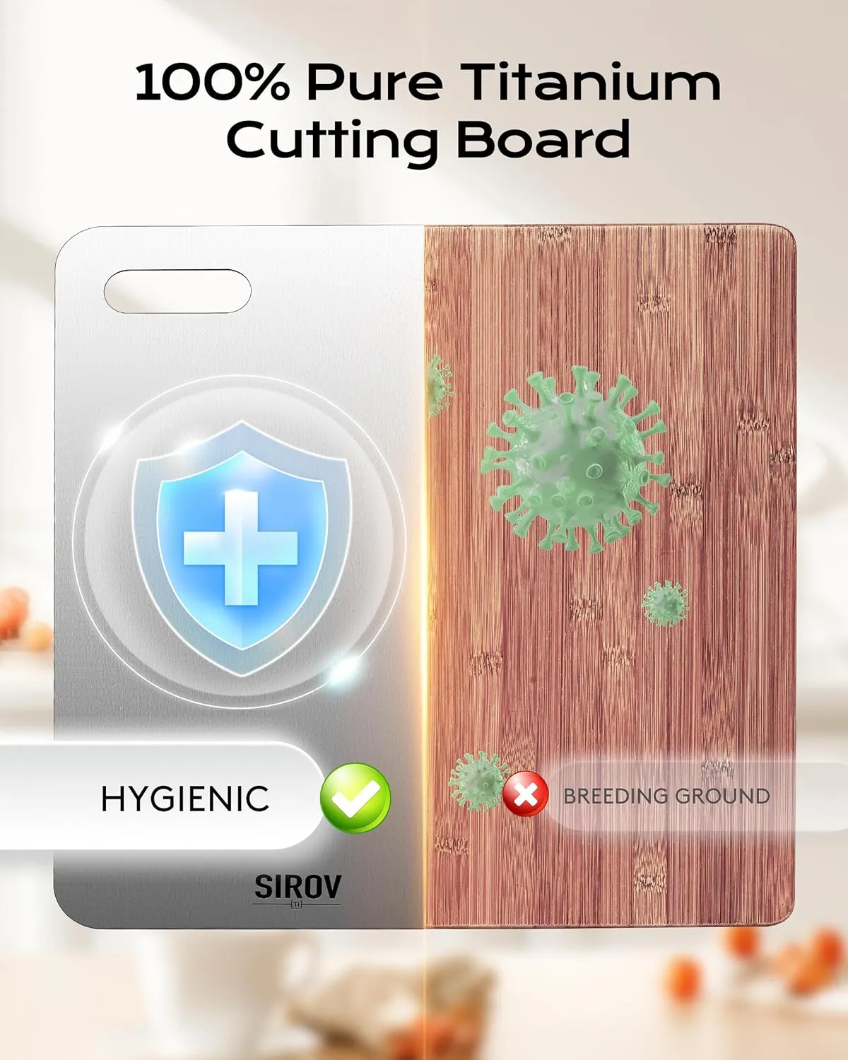 Titanium Cutting Board set of 3, 100% Pure Titanium Cutting Boards For Kitchen, Best Non Toxic titanium chopping board, Dishwasher safe, Hygiene and Durability for Meat, Fruit, and Vegetables (3PCS)