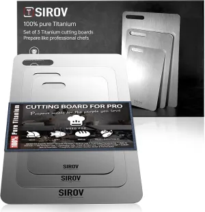 Titanium Cutting Board set of 3, 100% Pure Titanium Cutting Boards For Kitchen, Best Non Toxic titanium chopping board, Dishwasher safe, Hygiene and Durability for Meat, Fruit, and Vegetables (3PCS)