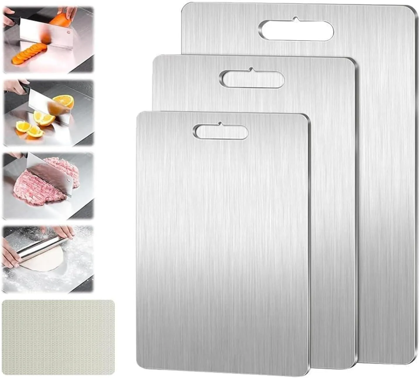 Titanium Cutting Board Set of 3, Titanium Cutting Boards for Kitchen, Double-Sided Food Grade Cutting Board for Meat Fruit & Vegetable (3 Pack)