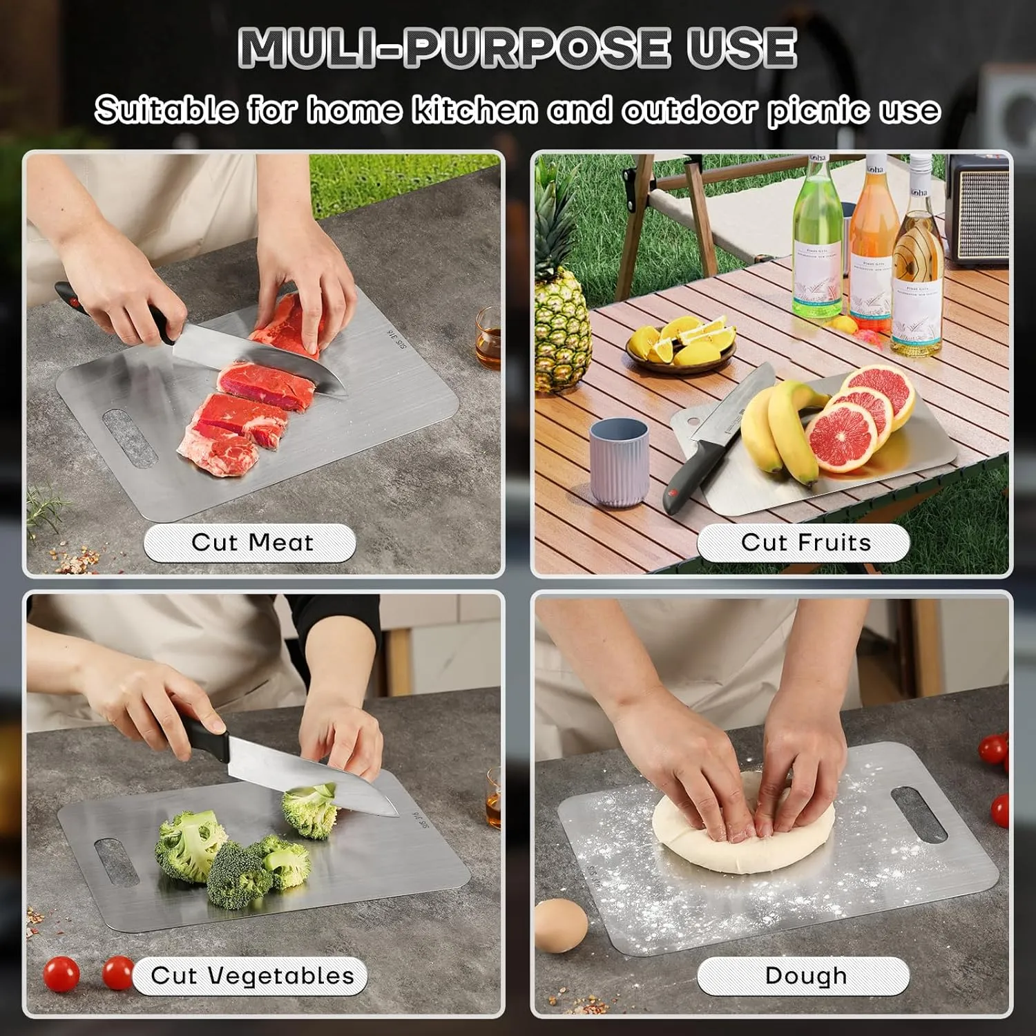Titanium Cutting Boards for Kitchen-2025 New Upgrade 100% Pure Titanium Cutting Boards Double Sided Non Toxic Titanware Cutting Board,Hygiene Durable Dishwasher Safe Chopping Board(3PC-S L XL)