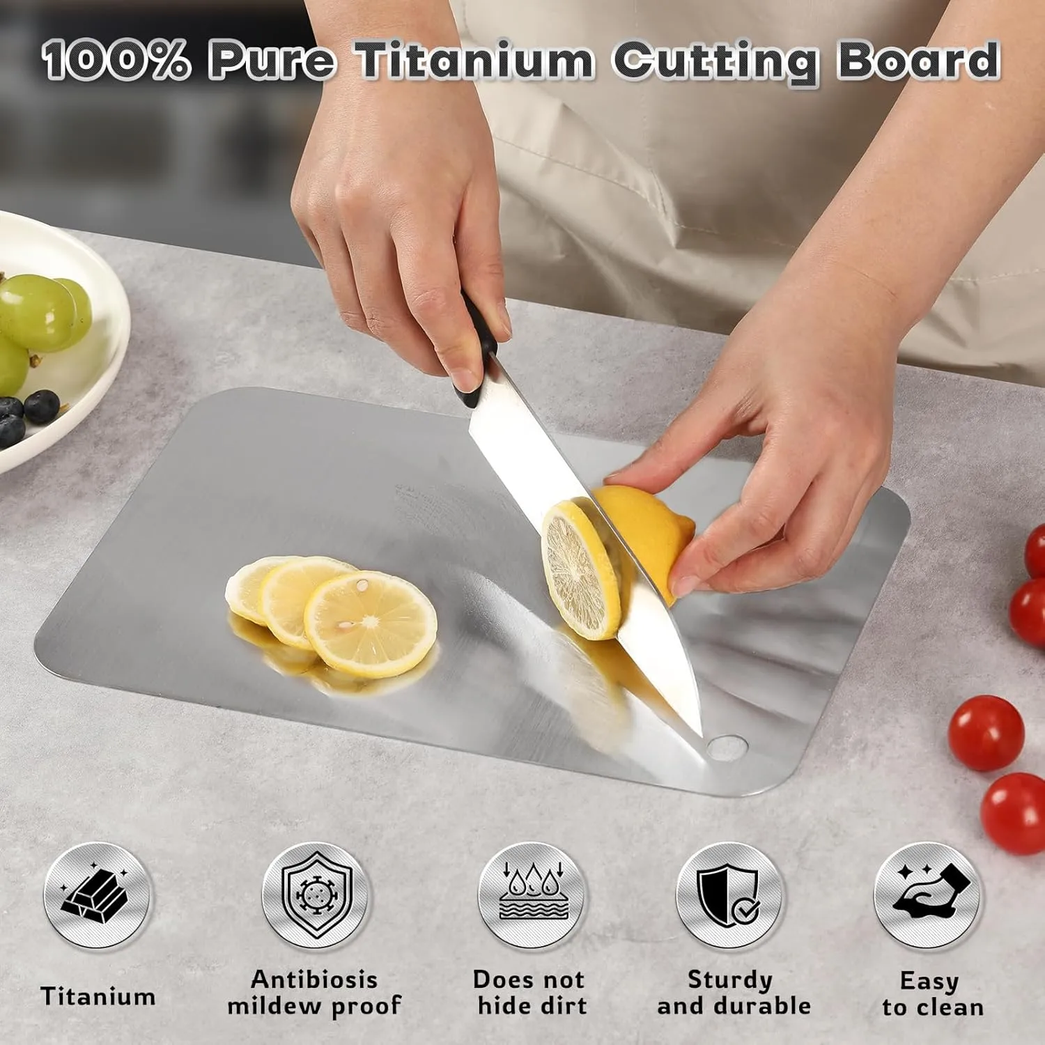 Titanium Cutting Boards for Kitchen-2025 New Upgrade 100% Pure Titanium Cutting Boards Double Sided Non Toxic Titanware Cutting Board,Hygiene Durable Dishwasher Safe Chopping Board(3PC-S L XL)