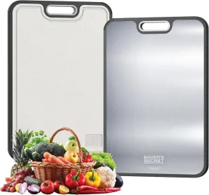 Titanium Cutting Boards for Kitchen, Cutting Board Double Sided Food Grade, Pure Titanium and Wheat Straw PP, Dishwasher Safe Easy to Clean Large Size 16”×11” Dark Grey by Baker's Secret