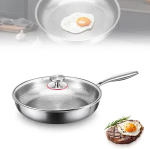 Titanium Hammered Pan Pro With Lid, 2025 New Titanium Hammered Skillet Scratch-Resistan Resistant Non Stick Even Heating Compatible with All Stovetops (26cm/10.23in)