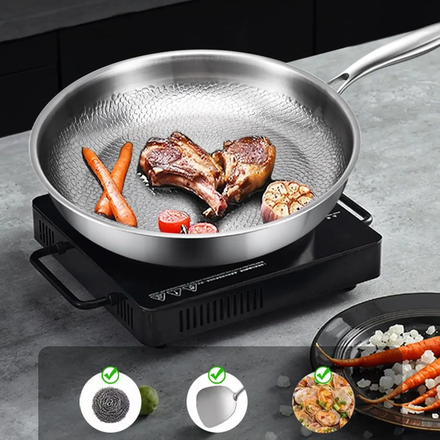 Titanium Pan Pro, Taima Titanium Nutri Pan with Lid, Multifunctional Pots and Pans Set, Scratch-Resistant Non Stick TitaniumFrying Pans for Cooking (10.24in/26cm)