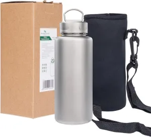 Titanium Water Bottle 700ml Ultralight Pot Wide Mouth Sports Hiking and Camping Trail Heatable on Open Flames for Gym Workout