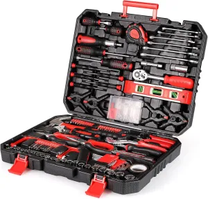 TLGREEN 198 Piece Tool Set, Tool Kit for Home,Basic Tool Set with Tool Box, Screwdrivers,Socket Adaptor,Adjustable Wrench,Pliers, Household Hand Tool Set for Car,Truck,Bicycle, Home, Dorm, Garage
