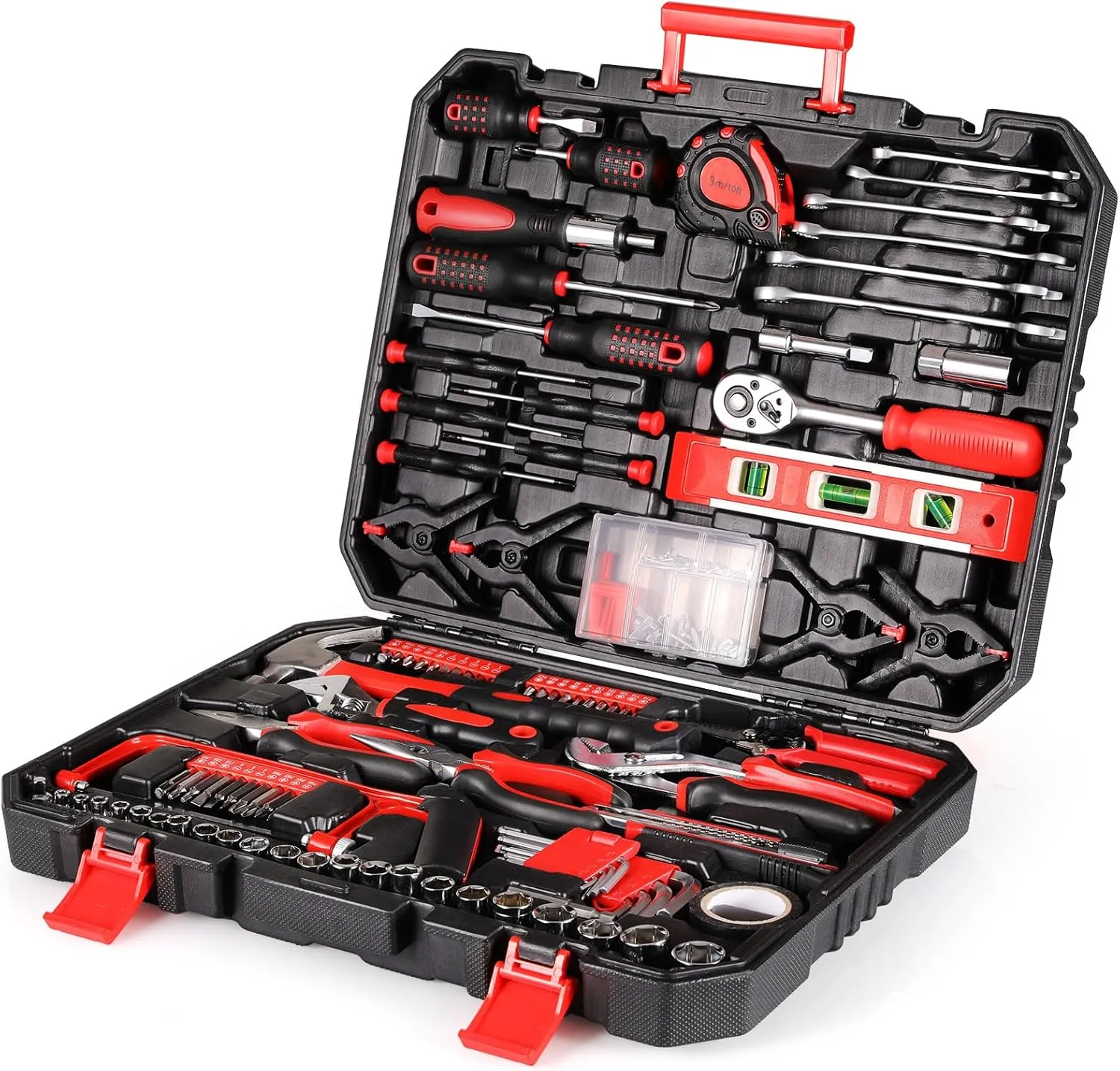 TLGREEN 198 Piece Tool Set, Tool Kit for Home,Basic Tool Set with Tool Box, Screwdrivers,Socket Adaptor,Adjustable Wrench,Pliers, Household Hand Tool Set for Car,Truck,Bicycle, Home, Dorm, Garage