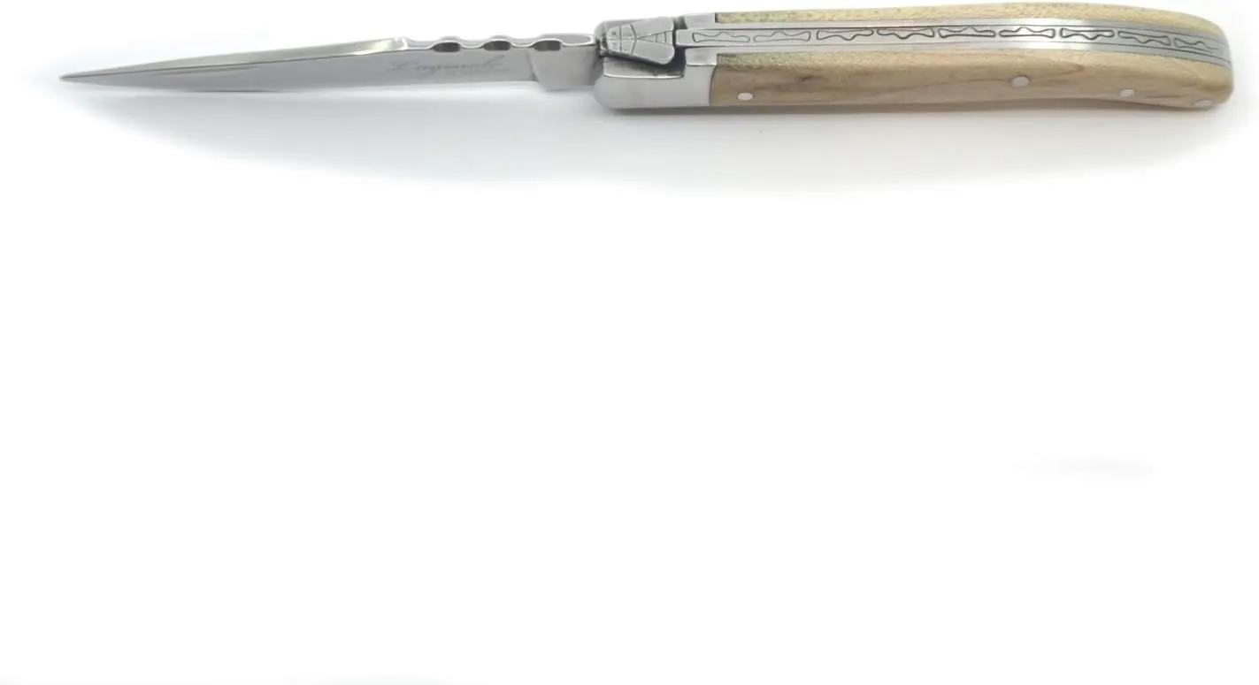 TopKnife Laguiole 7-5/8" Multipurpose Folding Knife - Maple Wood Handle – Good Option as Personal Steak Knife – Magnetic Gift Box