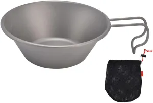 Topyond Titanium Camping Bowl, Lightweight and High-Temperature Resistant, Portable Titanium Bowl with Foldable Handle for Easy Storage, for Hiking Outdoor Adventures