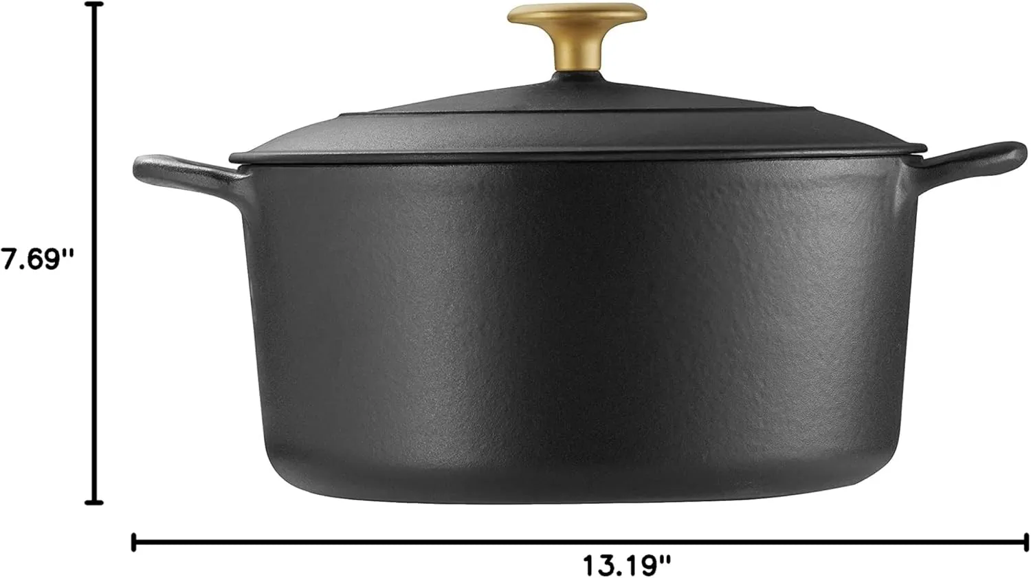 Tramontina Enameled Cast Iron Dutch Oven Pot with Lid, Round 5.5-quart, Matte Black with Gold Knob