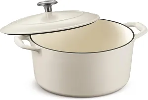 Tramontina Enameled Cast Iron Dutch Oven Pot with Lid, Round 5.5-quart, Matte White