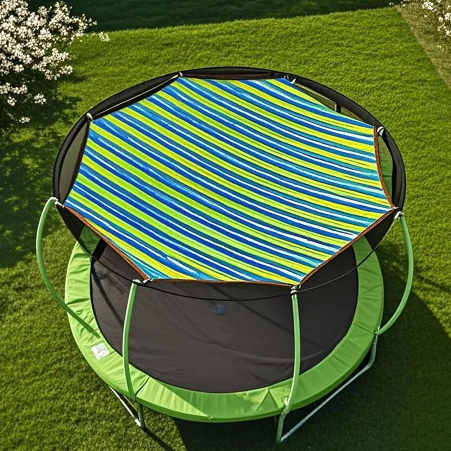 Trampoline Shade Cover – Backyard Trampoline Shelter | UV Protection Canopy for 12ft-15ft Round Trampolines | Weather-Resistant Sunshade with Ventilation | Durable, Outdoor Play Accessory for Kids