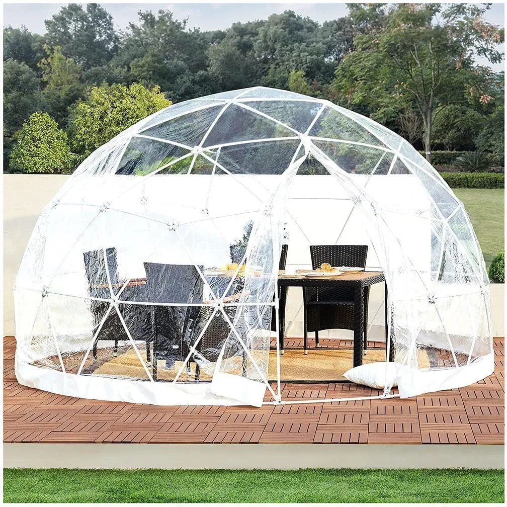 Transparent Camping Tent, Bubble Tent Dome House, 4 Season Garden Outdoor Clear Dome Shelter Geodesic Dome 5-8 Person, for Outdoor Dining Backyard Camping Stargazing,2.9M