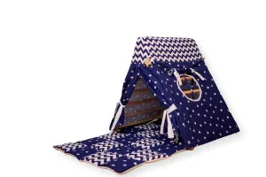 Triangle and Playhouse Tent for Kid's | Kids Tent with Climbing Triangle | Tent & Mat & Triangle | Indoor Play Tent Tepee for Kids | Sleepover Play Tent & Mat with Climbing Frame (BLUE)