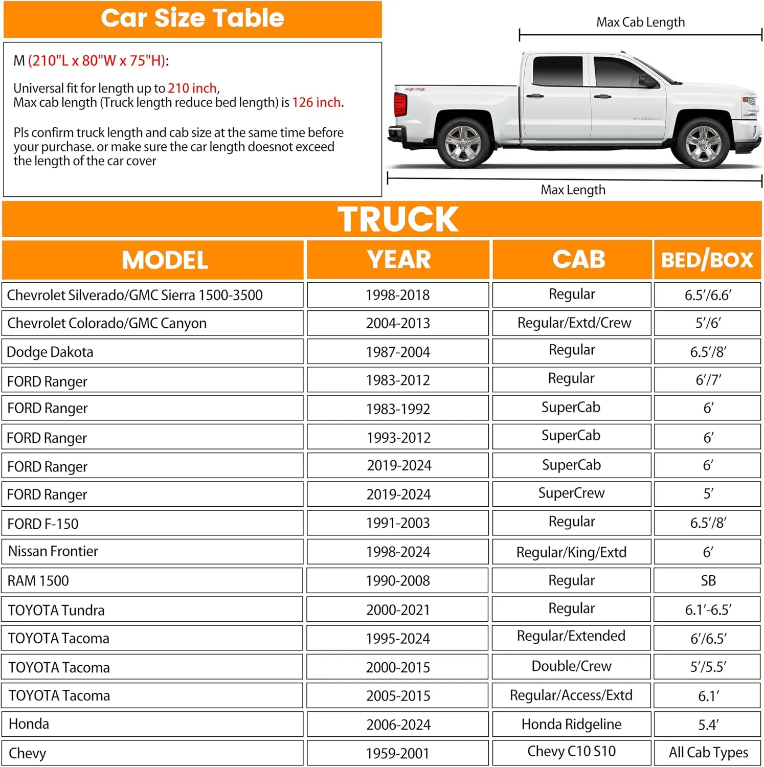 Truck Car Cover Outdoor Pickup Truck Cover Rain UV Protection 420D Trucks Tarp Cover Universal Fit Trucks Length Up to 210 inch