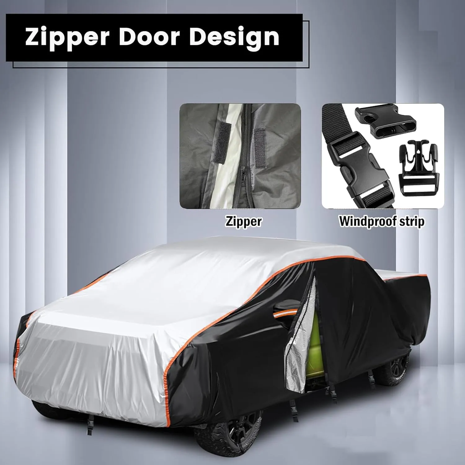 Truck Car Cover Outdoor Pickup Truck Cover Rain UV Protection 420D Trucks Tarp Cover Universal Fit Trucks Length Up to 210 inch