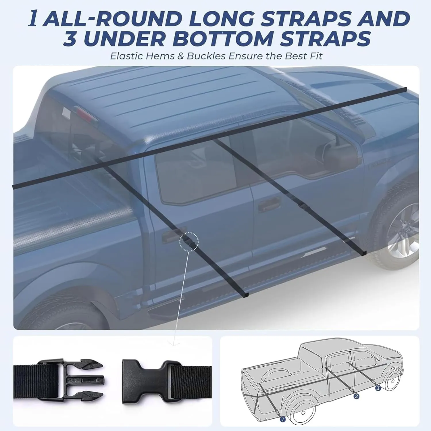 Truck Car Cover Outdoor Pickup Truck Cover Rain UV Protection 420D Trucks Tarp Cover Universal Fit Trucks Length Up to 210 inch