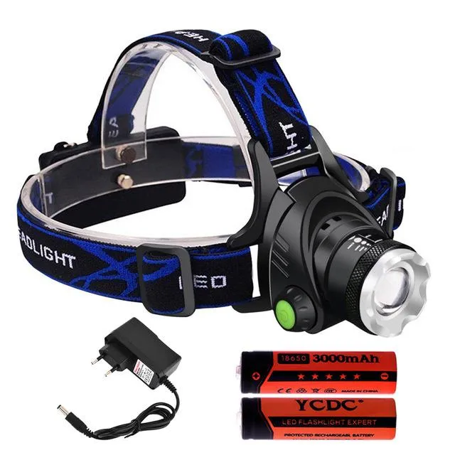 TSLEEN 2000lm waterproof led flashlight Wall Charger head lamp led 18650 Battery Rechargeable headlamp running T6 cree zoomable