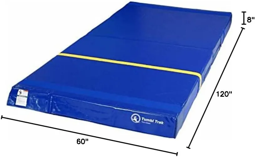 Tumbl Trak Folding Practice Mat, 5ft x 10ft x 8in, Crash Pad for Gymnastics, Cheerleading, Dance and Martial Arts